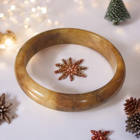 Vintage Butterscotch Swirl Bakelite Bangle Bracelet (64.1mm/7 Inch Wrist)