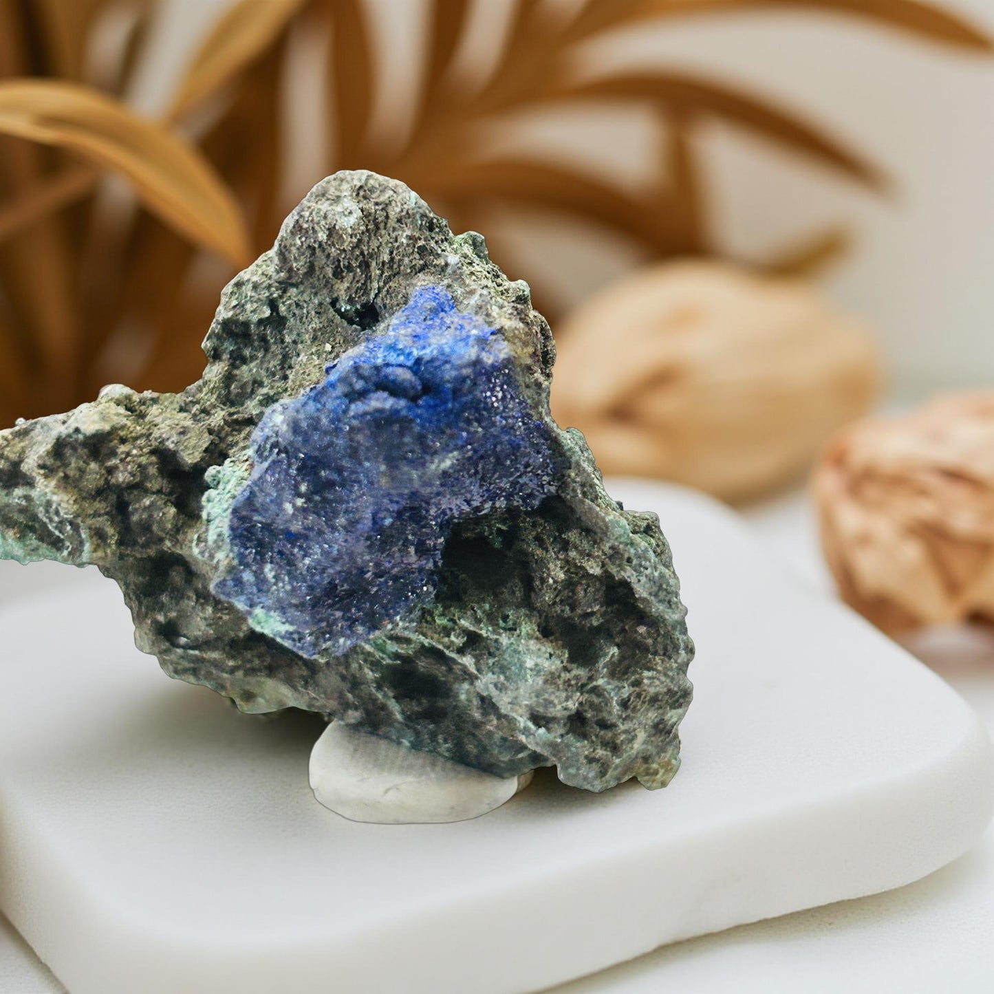 Vibrant Azurite Mineral Specimen: Raw Crystal on Matrix