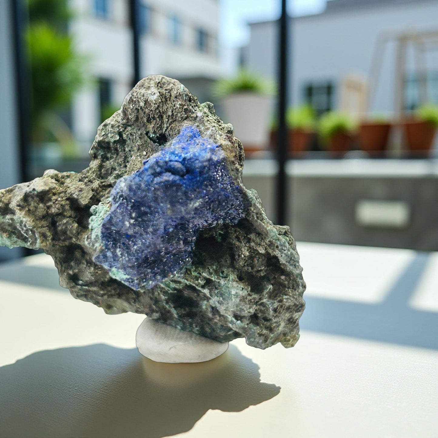 Vibrant Azurite Mineral Specimen: Raw Crystal on Matrix