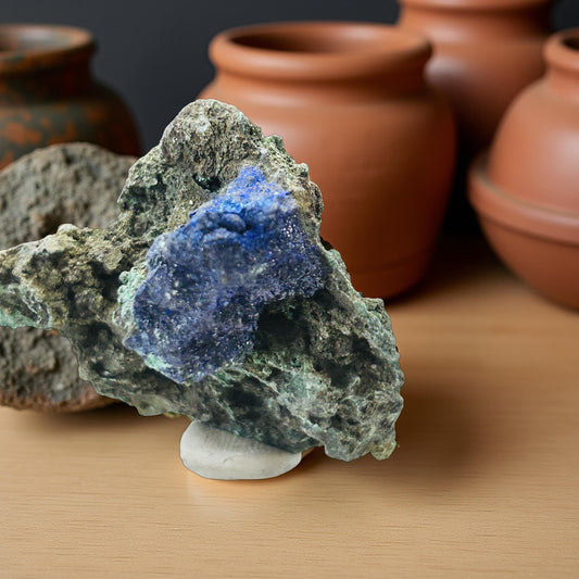 Vibrant Azurite Mineral Specimen: Raw Crystal on Matrix