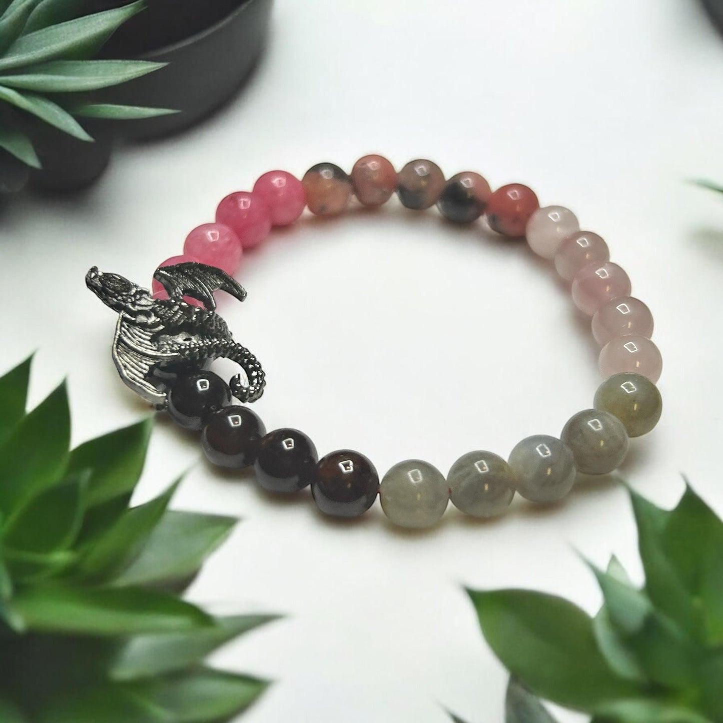 Love Spell Crystal Bracelet: Dragon Charm, Healing Energy Jewelry