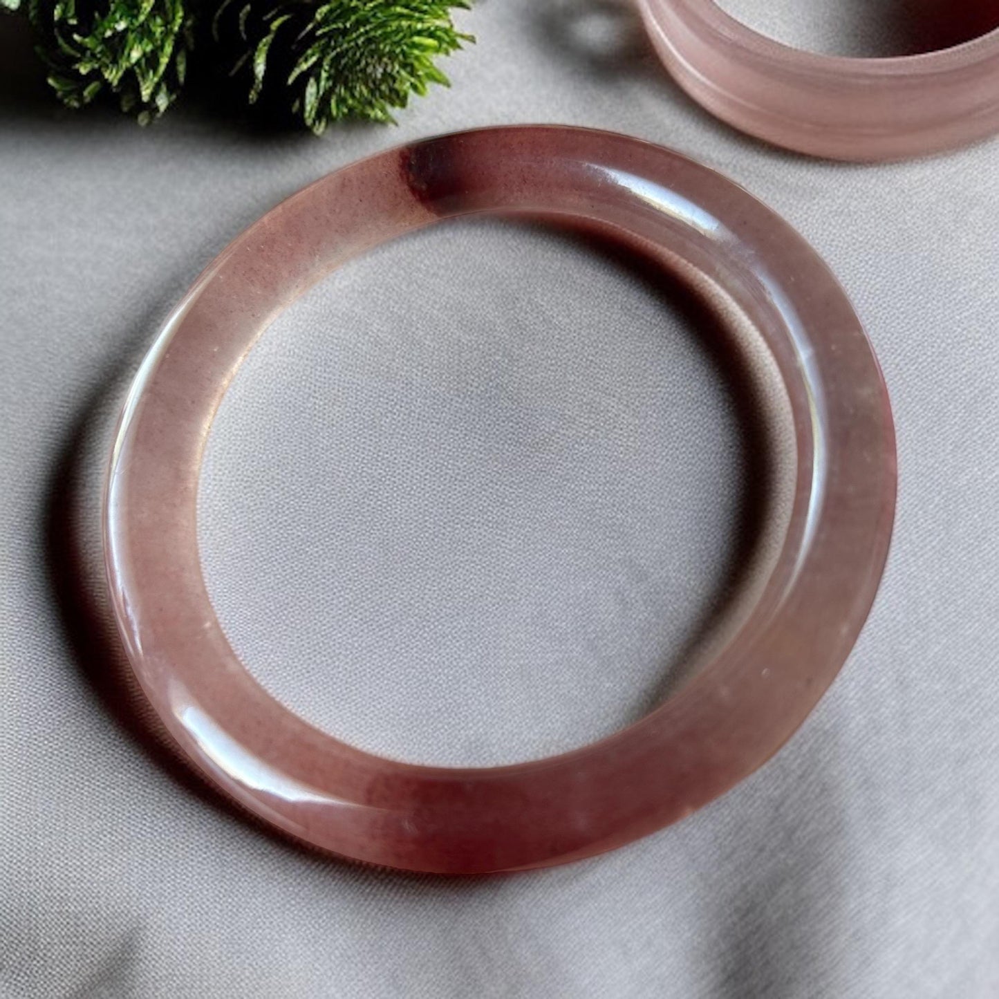 Strawberry Quartz Bangle: Calming Crystal Bracelet, Feminine Energy (54.6mm Inner Diameter)