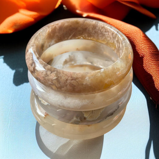 Sakura Flower Agate Bangle Bracelet: For Growth & New Beginnings