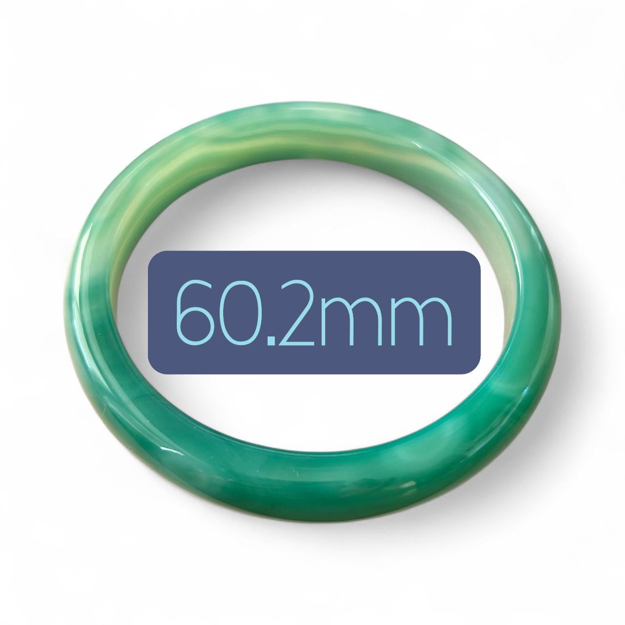Translucent Green Agate Bangle 14.6 mm Thick, Natural Look