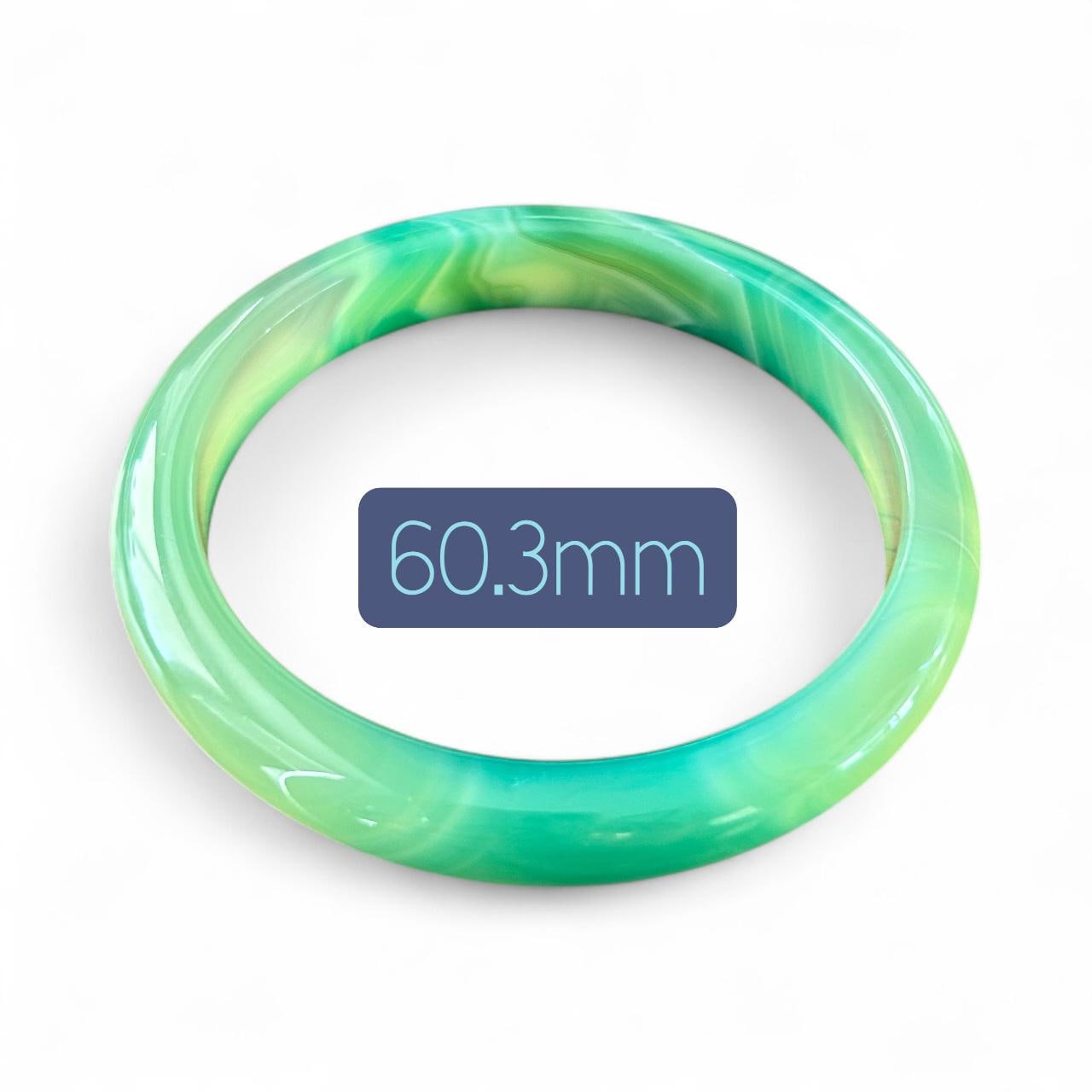 Translucent Green Agate Bangle 14.6 mm Thick, Natural Look