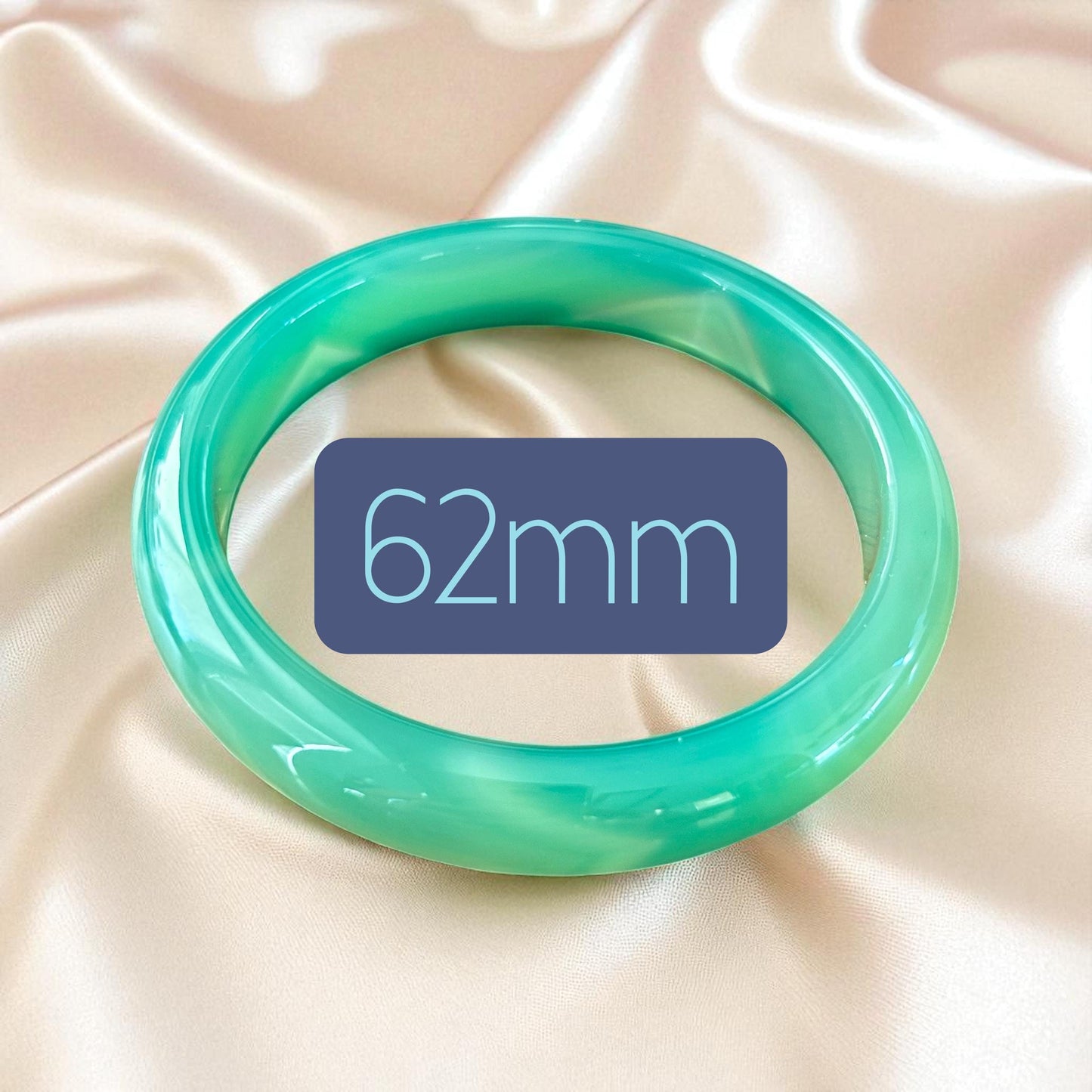 Translucent Green Agate Bangle 14.6 mm Thick, Natural Look
