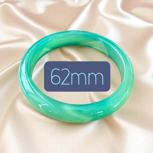 1pc Translucent Green Agate Bangle 14.6 mm Thick, Natural Look