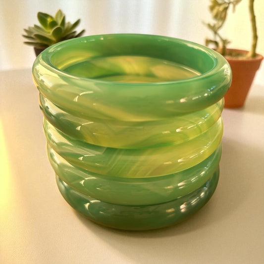 1pc Translucent Green Agate Bangle 14.6 mm Thick, Natural Look