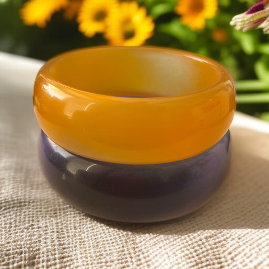 Cat’s Eye Crystal Bangles – Golden Amber & Midnight Violet