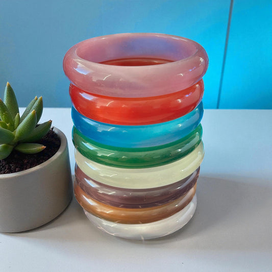 1pc Cat’s Eye Crystal Bangle – Radiant Energy Bracelet for Focus, Protection & Luck | Choose Color