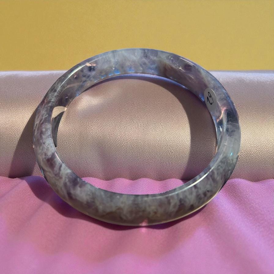 62mm Lepidolite Bangle: Calming Crystal Healing Bracelet
