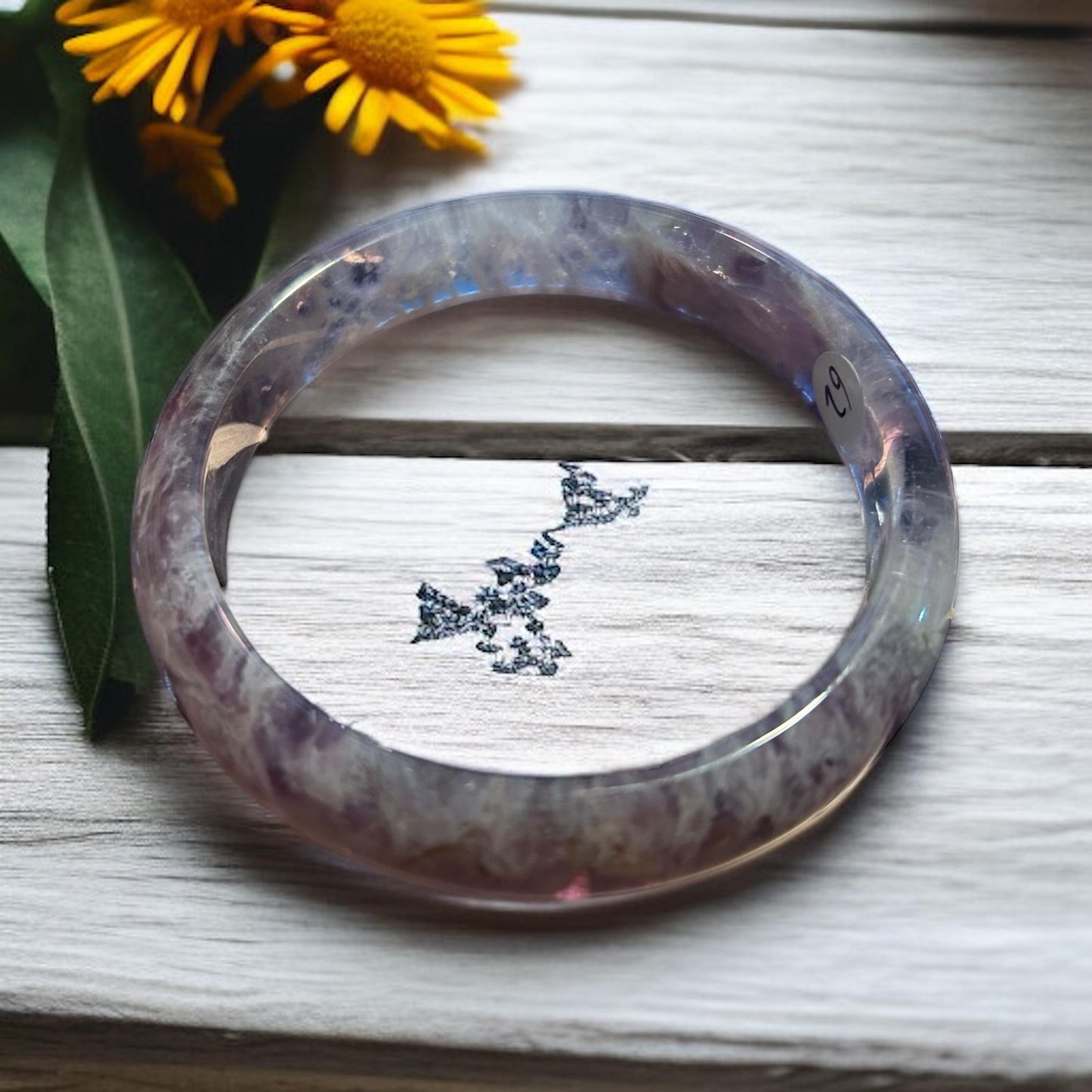 62mm Lepidolite Bangle: Calming Crystal Healing Bracelet