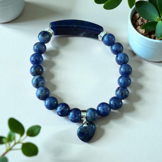 Natural Gemstone Bar Bead Bracelet, Bangle Bracelet