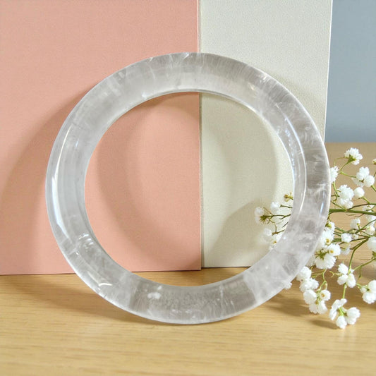 Clear Quartz Crystal Bangle 61.3mm – Genuine Transparent Stone Bangle Bracelet - AA-10009