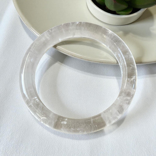 Clear Quartz Crystal Bangle 61.3mm – Genuine Transparent Stone Bangle Bracelet - AA-10009