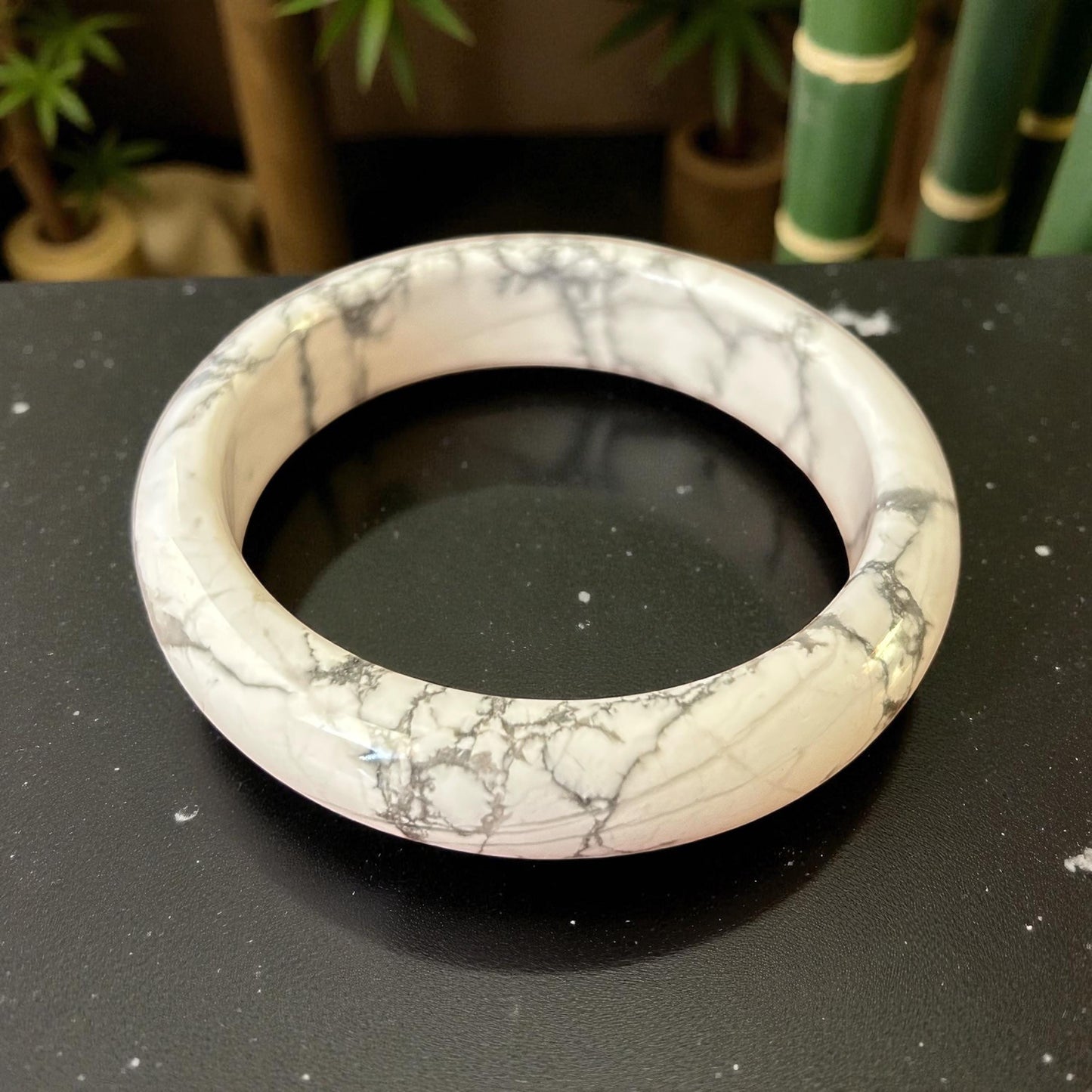 Howlite Bangles (58mm & 59.5mm) – White Marble Stone for Peace