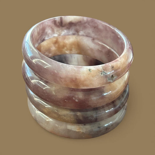 1pc Pink Plum Blossom Agate Bangle – Large Wrist Fit