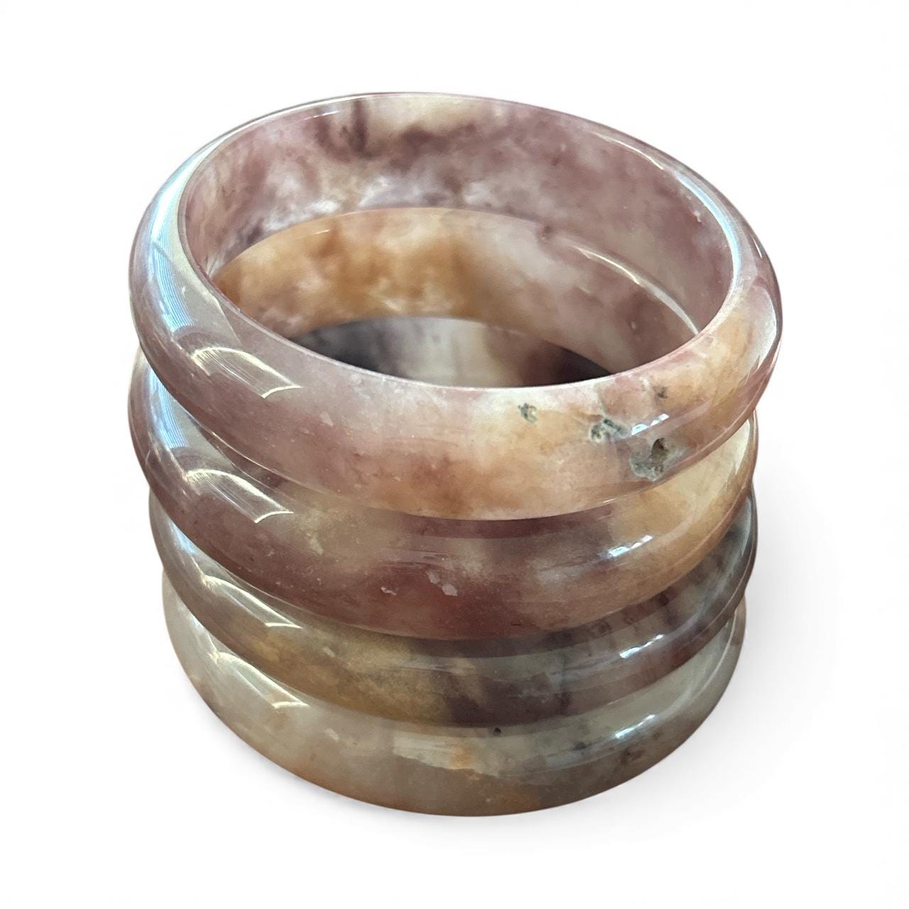 Pink/Purple Blossom Agate Bangle – Large Wrist Fit