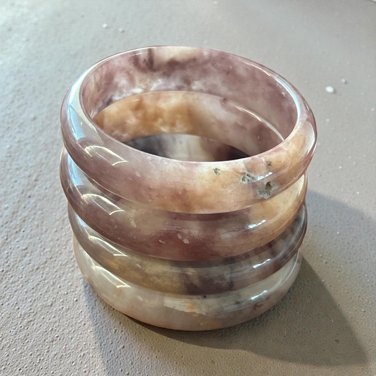 Pink/Purple Blossom Agate Bangle – Large Wrist Fit