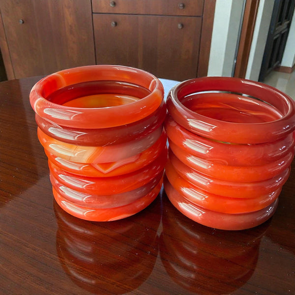 1pc Carnelian Bangle Bracelet - Energy, Confidence S-XL wrist