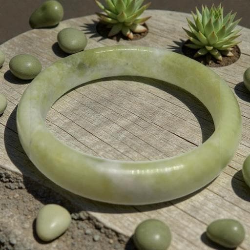 Cauliflower Jade Bangle Bracelet, Nephrite Jade
