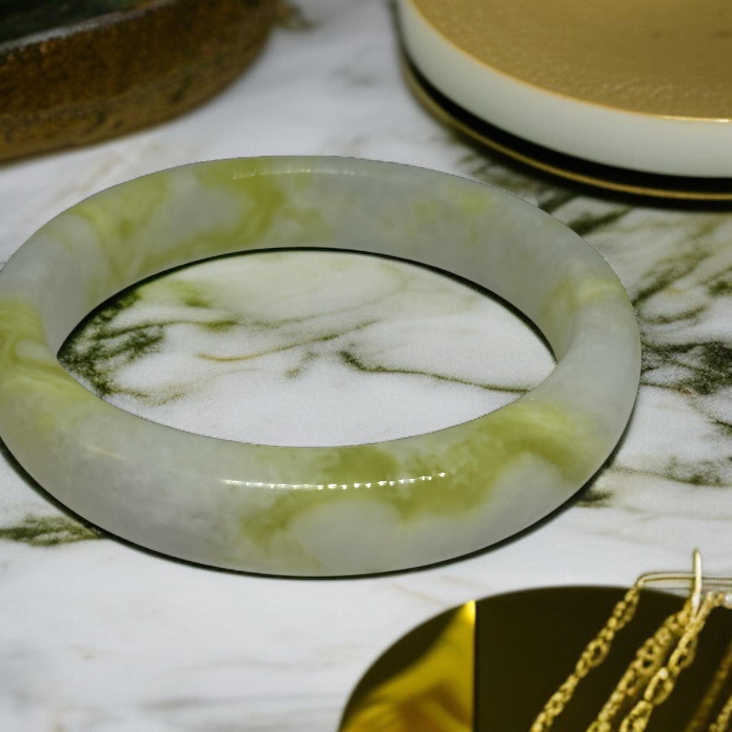 Cauliflower Jade Bangle Bracelet, Nephrite Jade