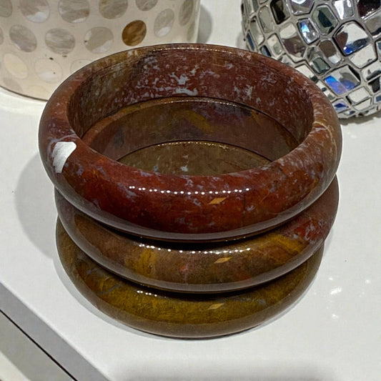 Polychrome Jasper Bangle Bracelet Madagascar Earth Tone Stone 60–62mm