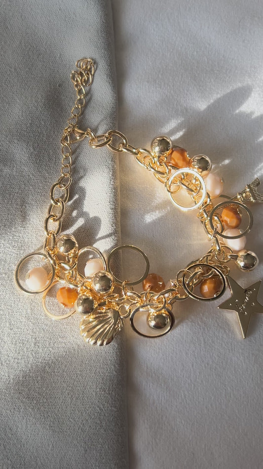 Luxury Gold Tone Ocean Charm Bracelet